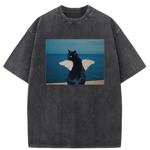 Sea Cat with Wings Washed T-shirt
