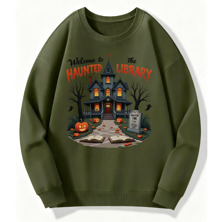 Haunted House Library Sweatshirt - Image 2