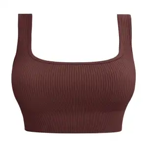Chocolate Brown Ribbed Crop Tank