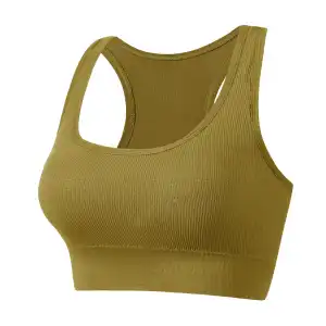 Mustard Yellow Padded Racerback Sports Bra