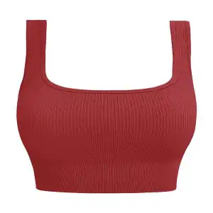 Burgundy Red Casual Crop Tank