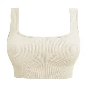 Cream Beige Minimalist Crop Top