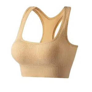 Nude Beige Racerback Seamless Sports Bra